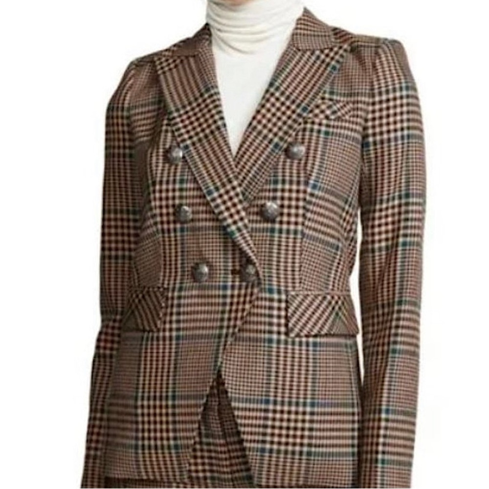 VERONICA BEARD PLAID MILLER DICKEY BLAZER JACKET WOOL BLEND